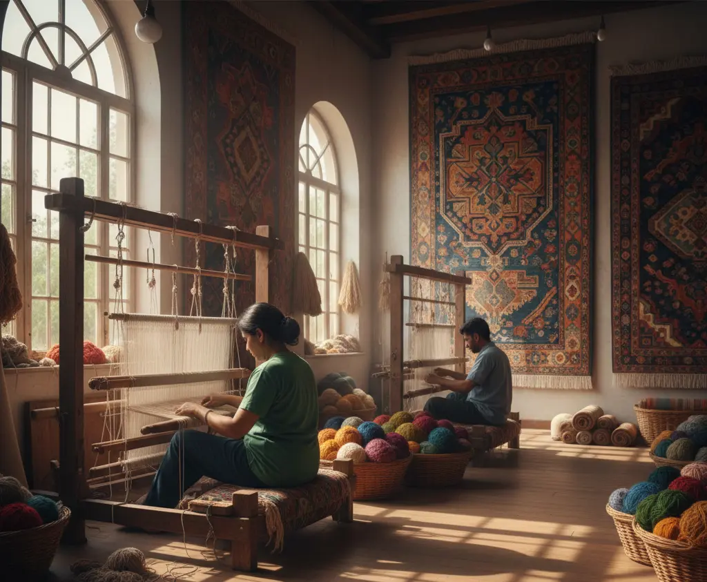 Handmade wool rugs from India