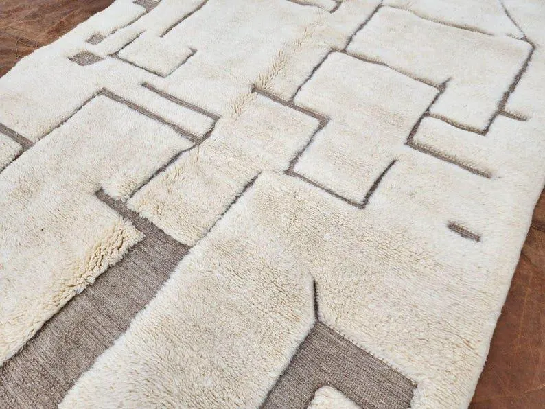 Handmade Wool Turkish Rug: Modern Boho Area Carpet