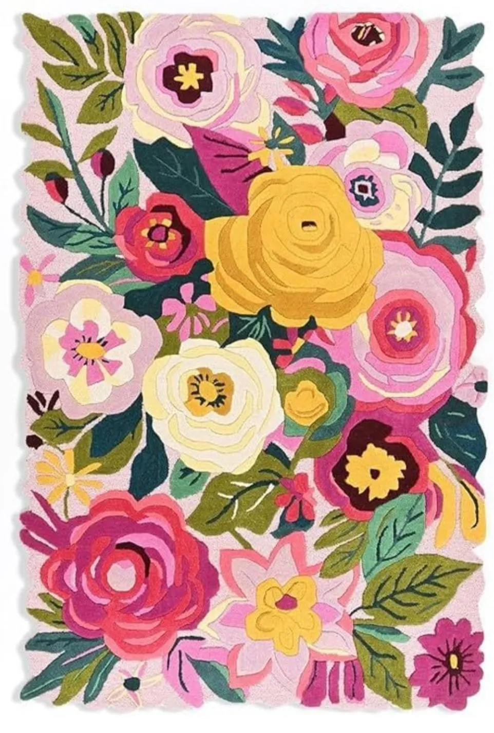 Handmade Wool Floral Rug: Colorful Botanical Tufted Carpet - Image 3