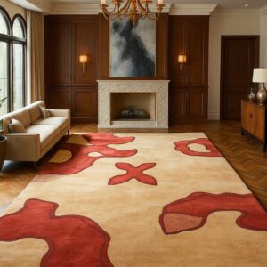 Hand-Tufted Modern Wool Rug with Cotton Backing – Stylish & Durable Floral carpet
