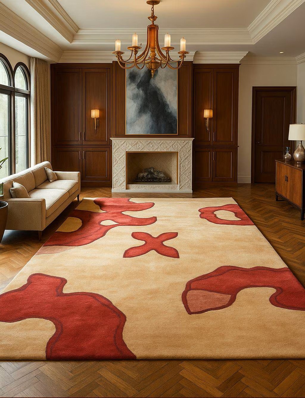Hand-Tufted Modern Wool Rug with Cotton Backing – Stylish & Durable Floral carpet