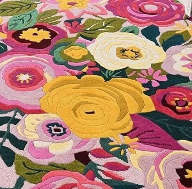 Handmade Wool Floral Rug: Colorful Botanical Tufted Carpet - Image 4