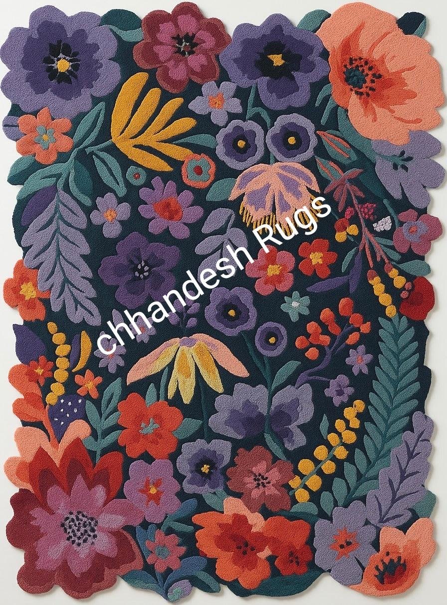 Hand-Tufted Boho Area Rug – Vibrant Floral Pattern Rugs - Image 2
